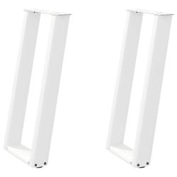Lot de 2 pieds de table console en U r&eacute;glables 38 x 72-73 cm design moderne en acier blanc 02_00570