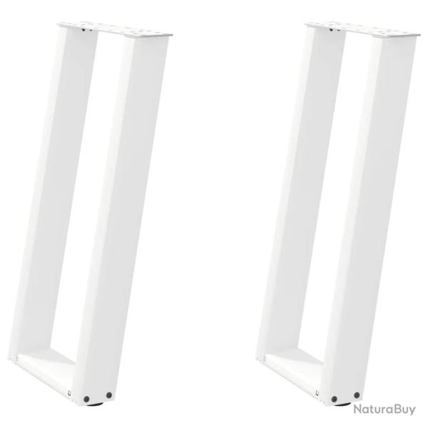 Lot de 2 pieds de table console en U r�glables 38 x 72-73 cm design moderne en acier blanc 02_00570