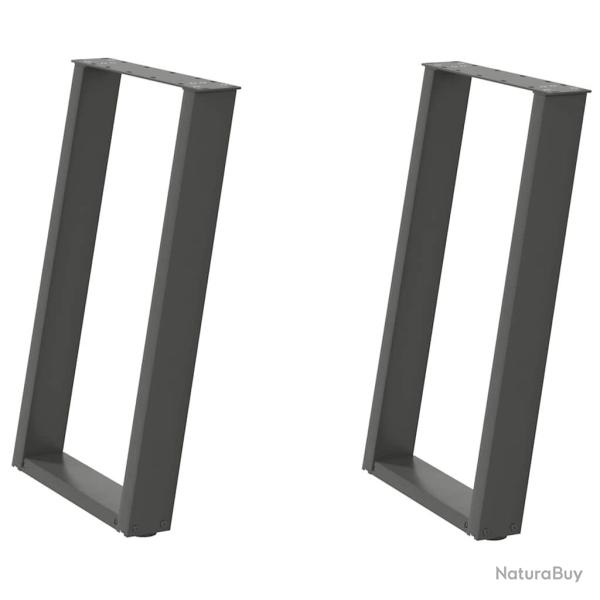 Lot de 2 pieds de table � manger en U r�glables design moderne 60 x 72-73 cm en acier anthracite 02