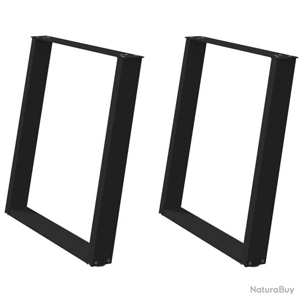 Lot de 2 pieds de table � manger en U inclin�s r�glables 80 x 72-73 cm en acier thermolaqu� noir 02