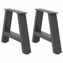Lot de 2 pieds de table basse en A 50 x 30 cm avec niveleurs r&eacute;glables design moderne en acier anth