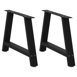 Lot de 2 pieds de table basse en A ajustables 70 x 42-43 cm design moderne en acier noir 02_0057119
