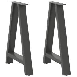 Lot de 2 pieds de table &agrave; manger en forme de A 60 x 73 cm support robuste moderne en acier anthraci