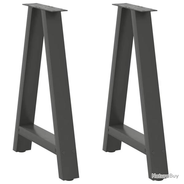 Lot de 2 pieds de table � manger en forme de A 60 x 73 cm support robuste moderne en acier anthraci