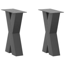 Lot de 2 pieds de table basse en X avec niveleurs r&eacute;glables 28 x 42-43 cm en acier anthracite 02_00