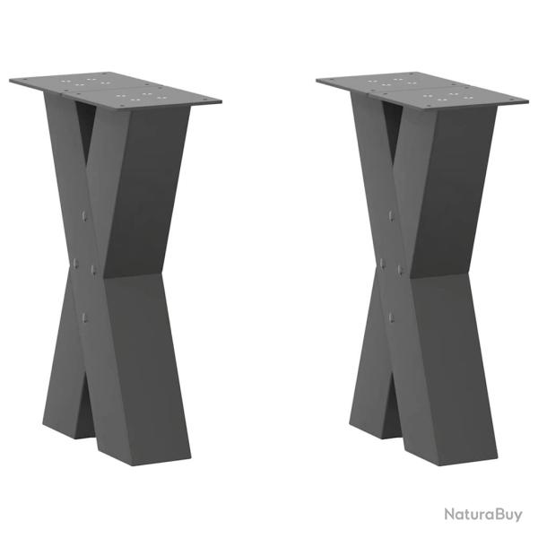Lot de 2 pieds de table basse en X avec niveleurs r�glables 28 x 42-43 cm en acier anthracite 02_00