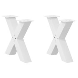 Lot de 2 pieds de table basse en forme de X 50 x 43 cm avec niveleurs r&eacute;glables design moderne en a