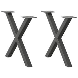 Lot de 2 pieds de table basse en forme de X ajustables 60 x 43 cm en acier anthracite 02_0057175