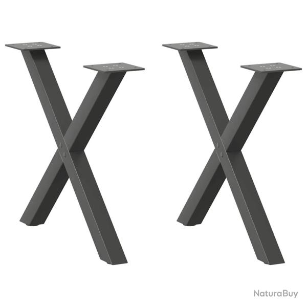 Lot de 2 pieds de table basse en forme de X ajustables 60 x 43 cm en acier anthracite 02_0057175