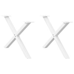 Lot de 2 pieds de table basse en forme de X 70 x 42-43 cm avec niveleurs r&eacute;glables style moderne en