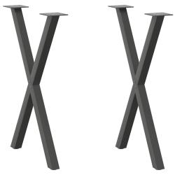 Lot de 2 pieds de table en X design moderne 50 x 73 cm utilisation table &agrave; manger bureau en acier a