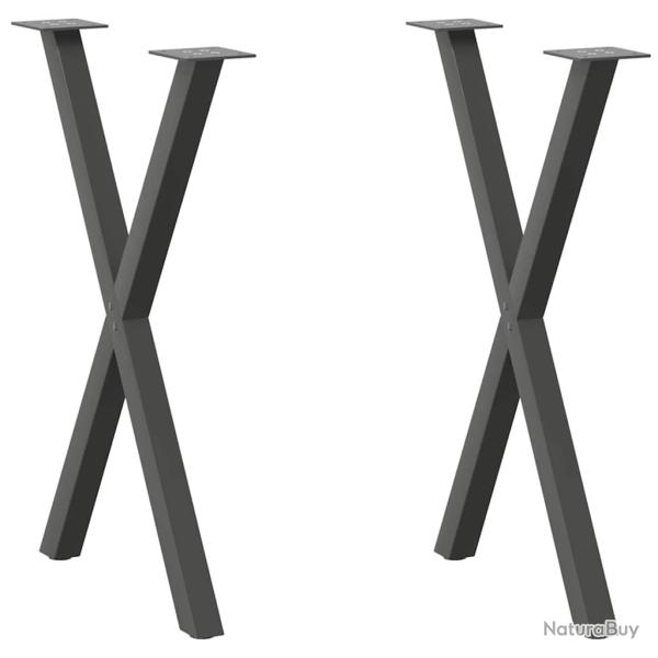 Lot de 2 pieds de table en X design moderne 50 x 73 cm utilisation table � manger bureau en acier a