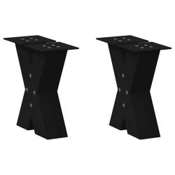 Lot de 2 pieds de table basse en forme de X 30 x 30 cm avec niveleurs r&eacute;glables design moderne en a