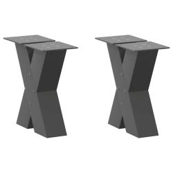 Lot de 2 pieds de table basse en X r&eacute;glables 30 x 30 cm pour meubles modernes en acier anthracite 0