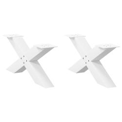 Lot de 2 pieds de table basse en forme de X 70 x 31 cm robustes avec niveleurs style moderne en aci