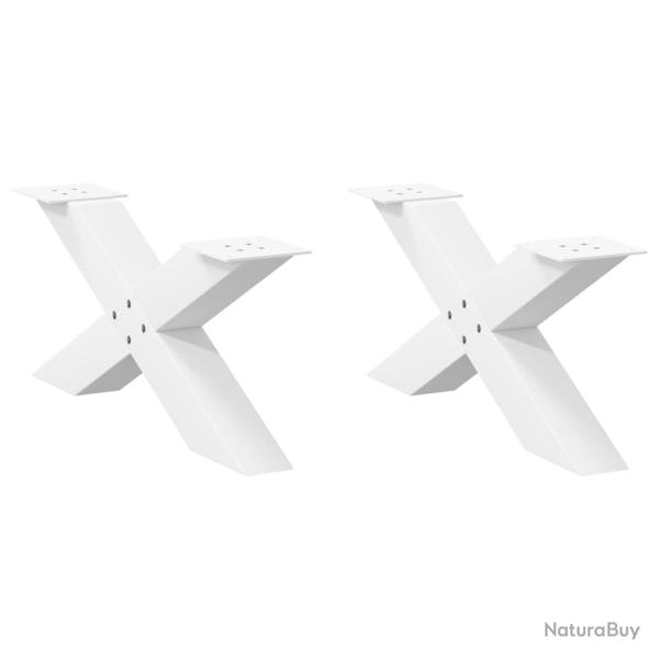 Lot de 2 pieds de table basse en forme de X 70 x 31 cm robustes avec niveleurs style moderne en aci