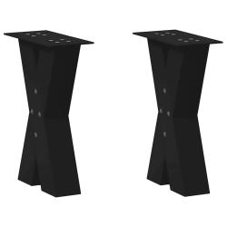 Lot de 2 pieds de table basse en X 28 x 42-43 cm avec niveleurs r&eacute;glables design moderne en acier n