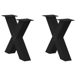 Lot de 2 pieds de table basse en X ajustables 60 x 42-43 cm en acier noir 02_0057232