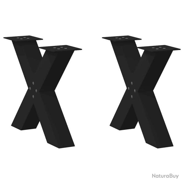 Lot de 2 pieds de table basse en X ajustables 60 x 42-43 cm en acier noir 02_0057232