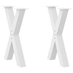 Lot de 2 pieds de table &agrave; manger en forme de X 60 x 72 cm stable et design moderne en acier blanc 0