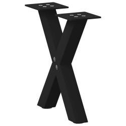 Lot de 2 pieds de table basse en X avec niveleurs r&eacute;glables 37 x 30 cm style moderne en acier noir