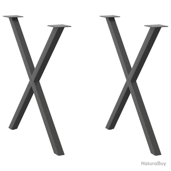 Lot de 2 pieds de table � manger en forme de X 70 x 72-73 cm finition moderne stable en acier anthr