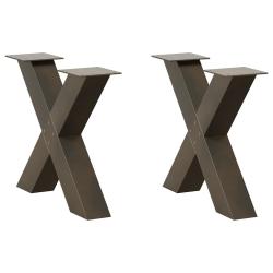 Lot de 2 pieds de table basse en forme de X 50 x 42-43 cm robustes et r&eacute;glables design moderne en a