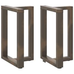 Lot de 2 pieds de table en T r&eacute;glables 50 x 35 x 73 cm design moderne stable en acier noir 02_00573