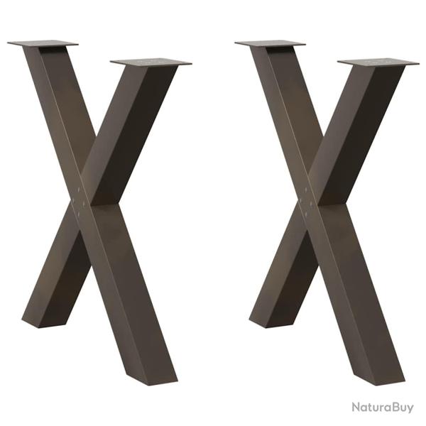 Lot de 2 pieds de table � manger en forme de X avec niveleurs r�glables 80 x 72 cm en acier naturel