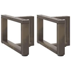 Lot de 2 pieds de table basse en T ajustables 50 x 25 x 30 cm design moderne en acier noir 02_00572