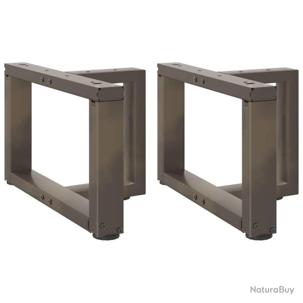 Lot de 2 pieds de table basse en T ajustables 50 x 25 x 30 cm design moderne en acier noir 02_00572