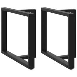 Lot de 2 pieds de table &agrave; manger en T 90 x 35 x 73 cm avec niveleurs r&eacute;glables design moderne en ac