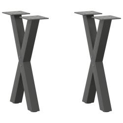Lot de 2 pieds de table basse en forme de X 38 x 42-43 cm avec niveleurs r&eacute;glables design moderne e