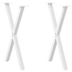 Lot de 2 pieds de table &agrave; manger en forme de X 50 x 72 cm avec niveleurs ajustables design moderne