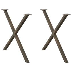 Lot de 2 pieds de table &agrave; manger en forme de X 90 x 73 cm robustes avec niveleurs r&eacute;glables design