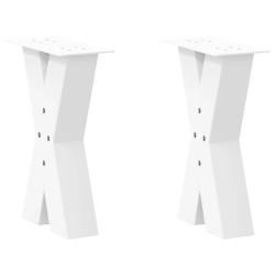 Lot de 2 pieds de table basse en X r&eacute;glables 28 x 42-43 cm pour style moderne d&eacute;coratif en acier bl