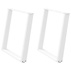 Lot de 2 pieds de table &agrave; manger en U r&eacute;glables 70 x 72-73 cm design moderne bureau en acier blanc