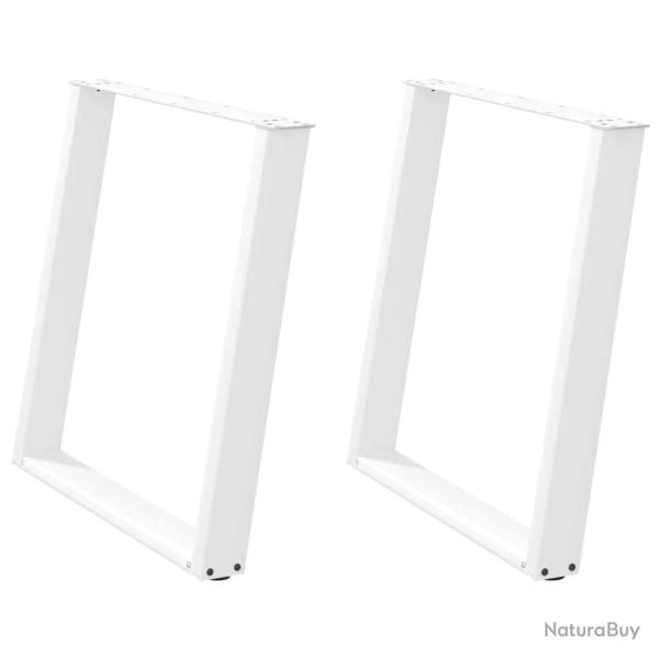 Lot de 2 pieds de table � manger en U r�glables 70 x 72-73 cm design moderne bureau en acier blanc