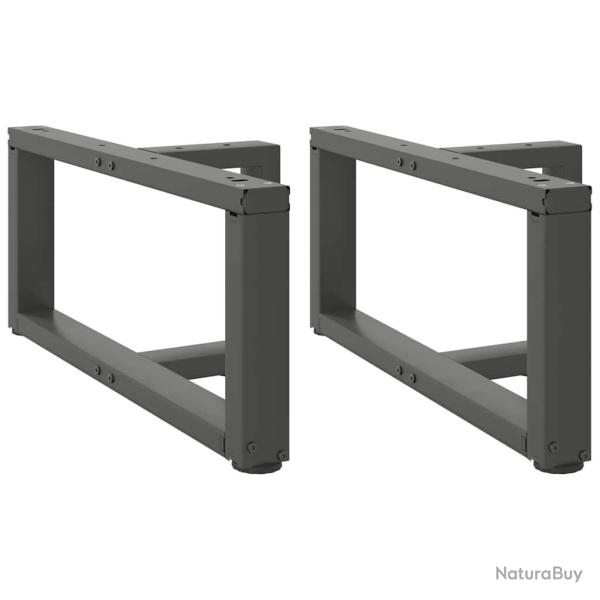 Lot de 2 pieds de table basse en T robustes ajustables 60 x 25 x 31 cm en acier anthracite 02_00572