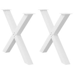 Lot de 2 pieds de table &agrave; manger en forme de X 90 x 73 cm robustes design moderne en acier blanc 02