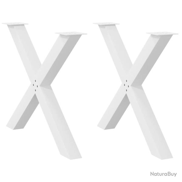 Lot de 2 pieds de table � manger en forme de X 90 x 73 cm robustes design moderne en acier blanc 02