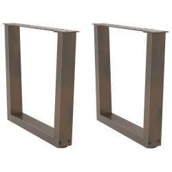 Lot de 2 pieds de table basse en V r&eacute;glables 50 x 42-43,3 cm moderne esth&eacute;tique en acier naturel 02