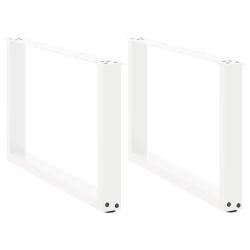 Lot de 2 pieds de table basse en U 60 x 43 cm avec niveleurs r&eacute;glables design moderne en acier blan