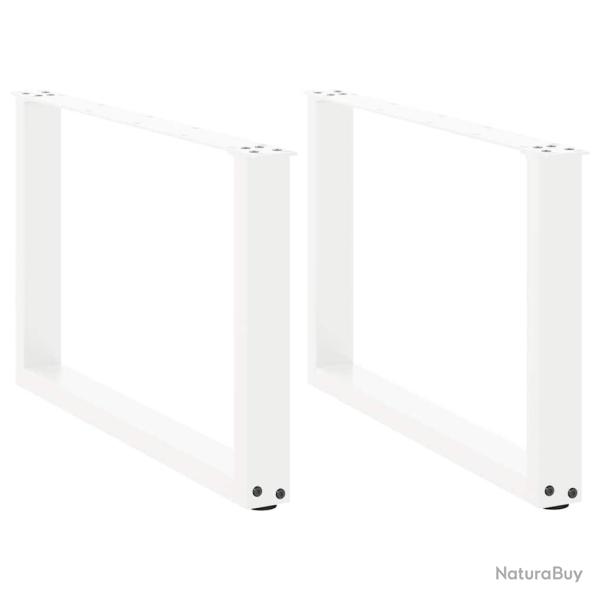 Lot de 2 pieds de table basse en U 60 x 43 cm avec niveleurs r�glables design moderne en acier blan