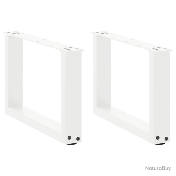 Lot de 2 pieds de table basse en U 50 x 30 cm structure robuste avec niveleurs modernes en acier bl