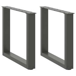 Lot de 2 pieds de table basse en U 50 x 43 cm avec niveleurs r&eacute;glables design moderne en acier anth