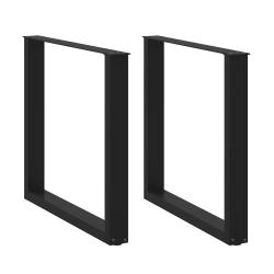 Lot de 2 pieds de table &agrave; manger en U r&eacute;glables 90 x 72-73 cm style moderne en acier noir 02_0057432