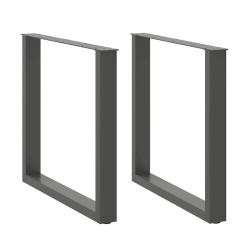 Lot de 2 pieds de table &agrave; manger en U ultra robustes r&eacute;glables 90 x 72-73 cm style moderne en acier