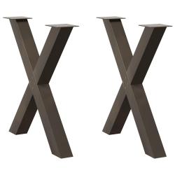 Lot de 2 pieds de table &agrave; manger en forme de X 70 x 72-73 cm robustes design moderne en acier natur