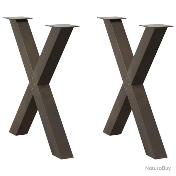 Lot de 2 pieds de table � manger en forme de X 70 x 72-73 cm robustes design moderne en acier natur